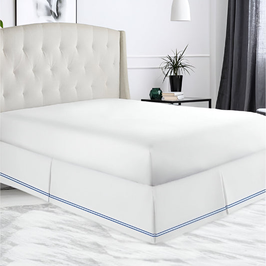 400TC Sateen Solid Cotton Double Embroidered Tailored Bed Skirt