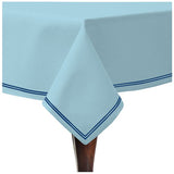 Double Embroidery Border Sateen Cotton Solid Table Cloth - Light Blue
