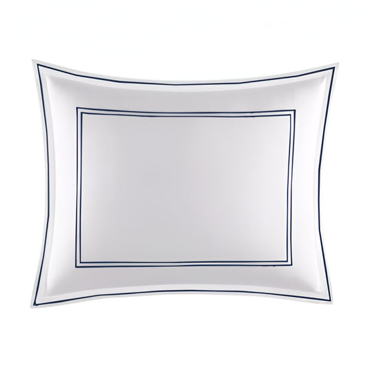 400TC Edge Embroidery & Double Border Cotton Sateen Solid Pillow Sham