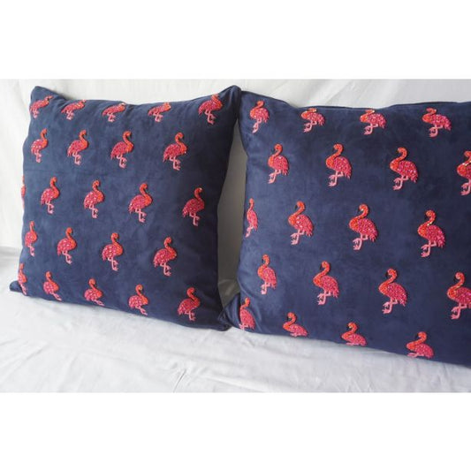 Flamingo Embroidery Pillow Cover (Set of 1)