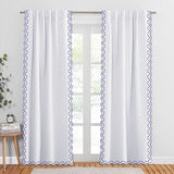 Imaginary Scallop 400TC Sateen Cotton Embroidery Curtain (Set Of 2)