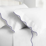 Monogram 400TC Cotton Scallop Embroidery Sateen Solid Sheet Set