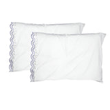 400TC Reverse U Shape Embroidery Cotton Solid Pillowcases (Set Of 2)