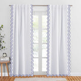 400TC Reverse U Shape Embroidery Cotton Solid Curtain (Set Of 2)