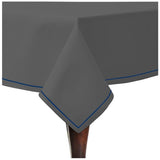 Single Embroidery Border Sateen Cotton Solid Table Cloth - Dark Grey