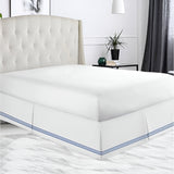 400TC Sateen Solid Cotton Triple Embroidered Tailored Bed Skirt