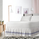 400TC Sateen Solid Cotton Triple Embroidered Wrap Around Bed Skirt