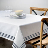 Triple Embroidery Border Sateen Poly Cotton Solid Table Cloth