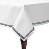Triple Embroidery Border Sateen Poly Cotton Solid Table Cloth