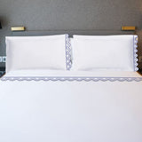 400TC U Shape Scallop Embroidery Cotton Solid Sheet Set