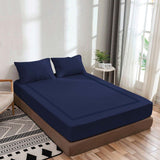 400TC Luxurious Double Embroidery Sateen Solid Cotton Fitted Sheet