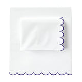 Allena 400TC Cotton Scallop Embroidery Sateen Solid Sheet Set