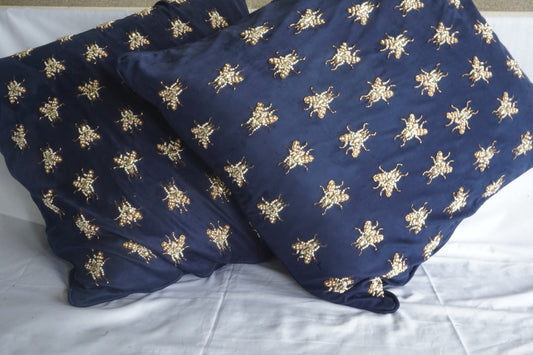 Honey Bee Embroidery Pillow Cover (Set of 1)