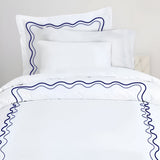 Double Wavy Embroidered Cotton Duvet Cover Set