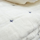 Plus-Stitch Linen Bed Coverlet
