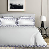 Imaginary Scallop 400TC Cotton Embroidery Sateen Solid Duvet Cover Set