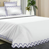 Imaginary Scallop 400TC Cotton Embroidery Sateen Solid Duvet Cover Set