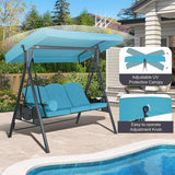 PURPLE LEAF Outdoor Porch Swing with Stand, 3-seat Swing Chair