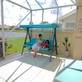 PURPLE LEAF Outdoor Porch Swing with Stand, 3-seat Swing Chair