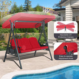 PURPLE LEAF Outdoor Porch Swing with Stand, 3-seat Swing Chair