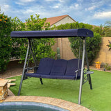 PURPLE LEAF Outdoor Porch Swing with Stand, 3-seat Swing Chair