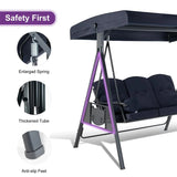PURPLE LEAF Outdoor Porch Swing with Stand, 3-seat Swing Chair
