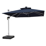 PURPLE LEAF SUNBRELLA Solar Cantilever Umbrella with Lights for Outdoor Patio