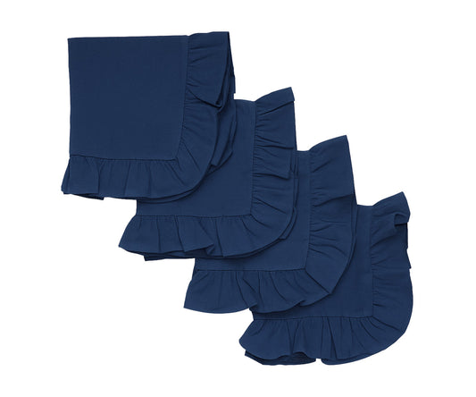 Navy Blue Fabric Napkins - Ruffled