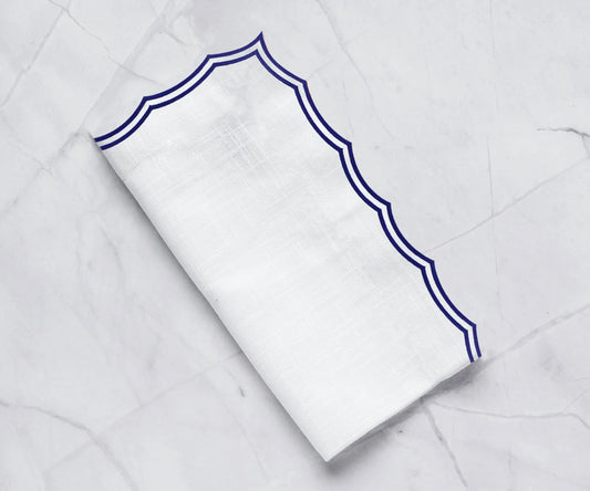 Navy Scallop Embroidery Napkins