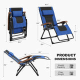 PURPLE LEAF Outdoor Reclining Chair Patio Zero Gravity Chaise Lounge Folding Chair with Quilted Cushion Adjustable Headrest for Lawn Camping Beach Pool