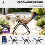 PURPLE LEAF Outdoor Reclining Chair Patio Zero Gravity Chaise Lounge Folding Chair with Quilted Cushion Adjustable Headrest for Lawn Camping Beach Pool