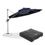 PURPLE LEAF Large Round Patio Cantilever Umbrella With Base for Deck, Pool, Backyard