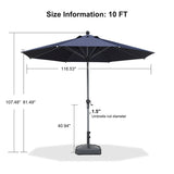 PURPLE LEAF Round Tilting Patio Umbrella with Base, Milan Porch Table Umbrella