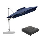 PURPLE LEAF Large Square Patio Cantilever Umbrella With Base for Garden Pool Porch