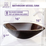 Cansa Series Deco-Glass Vessel Sink in Rich Timber