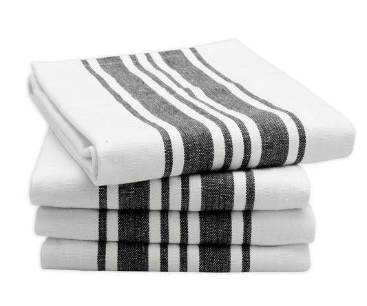 Black Kitchen Towels - Striped Tea Towels