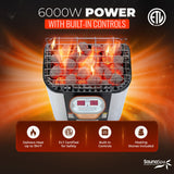 4-6 Person Electric Rock Heater Outdoor Barrel Panoramic Cedar Sauna with 1-Person Chestnut Cold Plunge & 1-Hp Chiller
