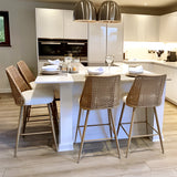 Nice 27" Rattan Upholstered Counter Stool (Set of 2)