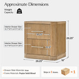 Modern Solid Wood Fluted Nightstand with USB & Oak Texture