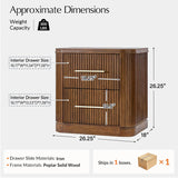 Modern Solid Wood Fluted Nightstand with USB & Oak Texture