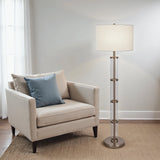 Nimbus Brushed Nickel Floor Lamp with 3-Way Rotary Switch Clear Glass Body  Metal Base