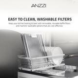 ANZZI 36-Inch 450 CFM 3-Speed Stainless Steel Wall Mount Convertible Pyramid Residential Range Hood with LED Lamp