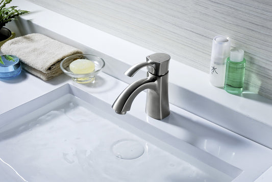 ANZZI Alto Elegant Mid-Arc Faucet (2.09" H), Single Hole, WaterSense & ADA Certified, Rhino Alloy Solid Brass, Various Finishes