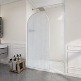 Ember Series 34 in. x 78 in Framed Arch Fixed Shower Screen Door with 8mm Tempered Clear or Fluted Glass