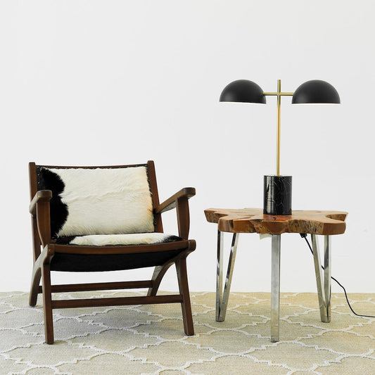 Nova Hydro Black Table Lamp with On/Off Switch Double Lamp with Faux Marble Base