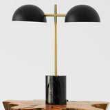 Nova Hydro Black Table Lamp with On/Off Switch Double Lamp with Faux Marble Base