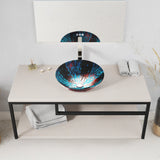 Belissima Round Glass Vessel Bathroom Sink with Stellar Burst Finish