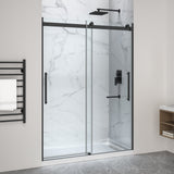 Stellar Series 76 in. x 57-60 in. Sliding Frameless Shower Door with Alcove Shower Base - Multiple Finishes