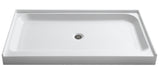Tiers Base Series 36 in. L x 60 in. W Alcove Shower Shower Pan Base with Right Drain in Glossy White Marine Acrylic