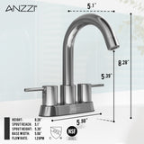 Remnants Series 4 in. Centerset Double Handle Mid Arc Bathroom Sink Faucet with Drain Kit and Deckplate Included